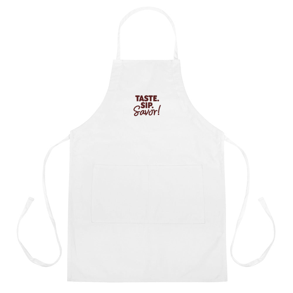 Taste Sip Savor Embroidered Apron